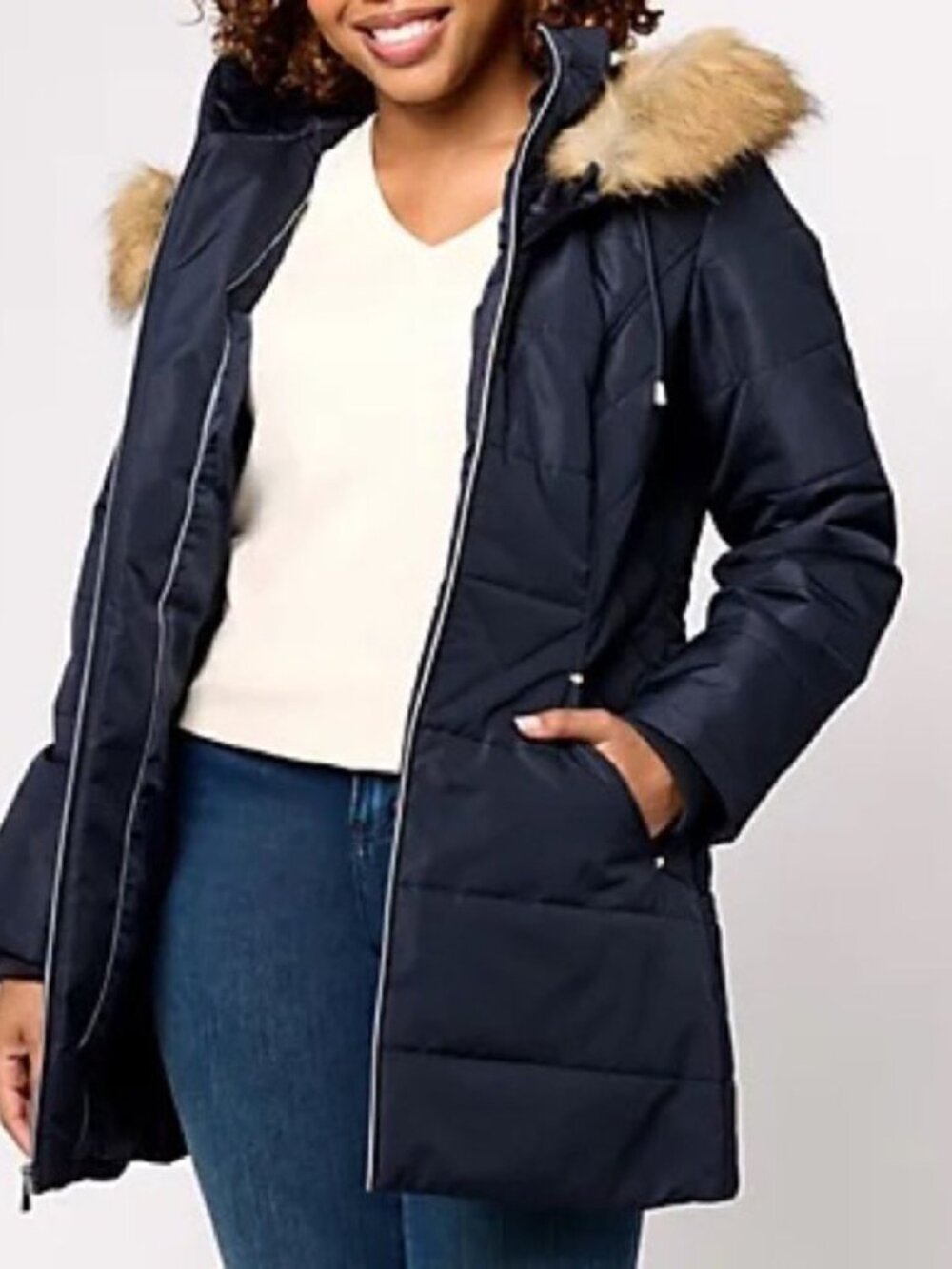 Susan Graver Water Resistant Quilted Puffer Jacket with Hood